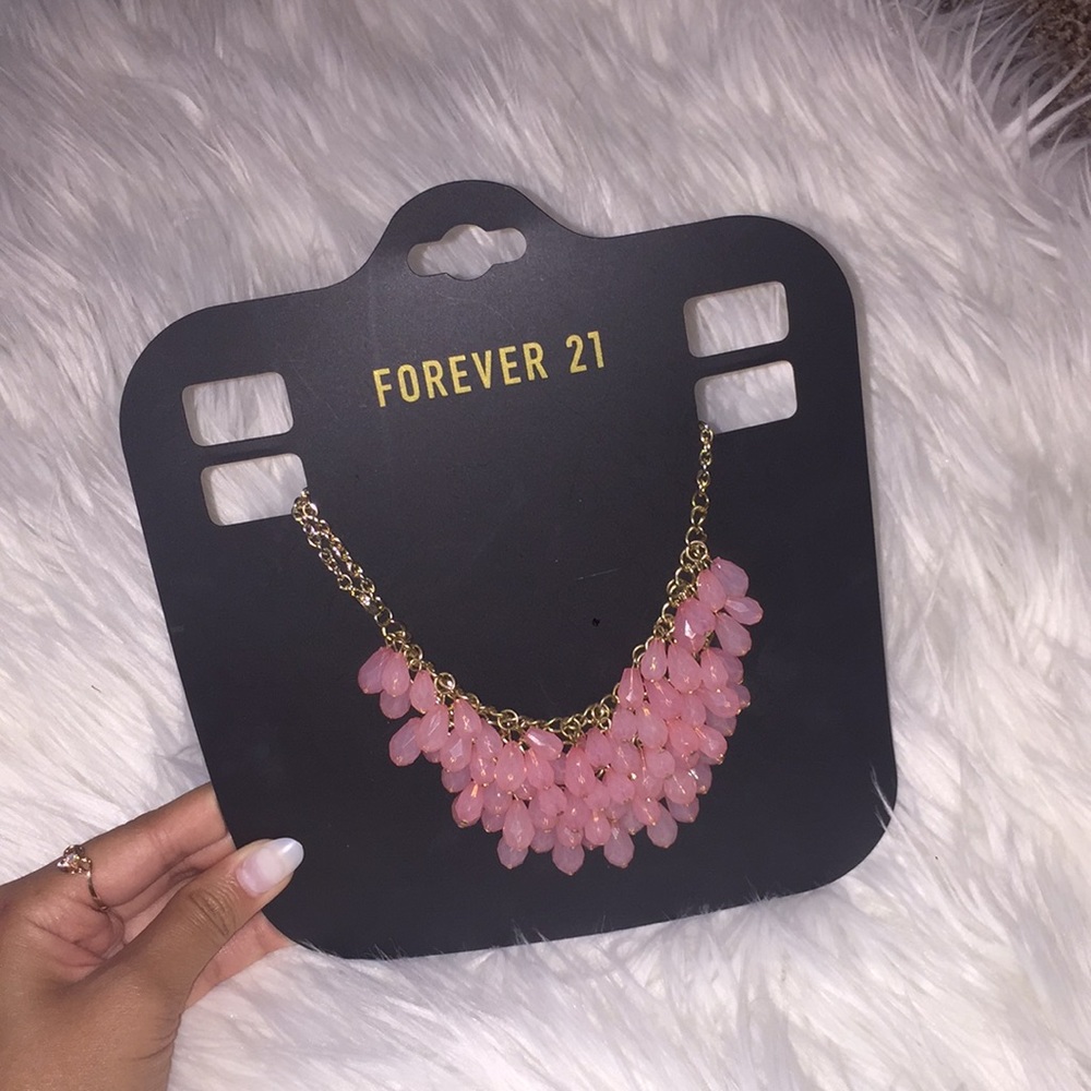 Pink Teardrop Statement Necklace